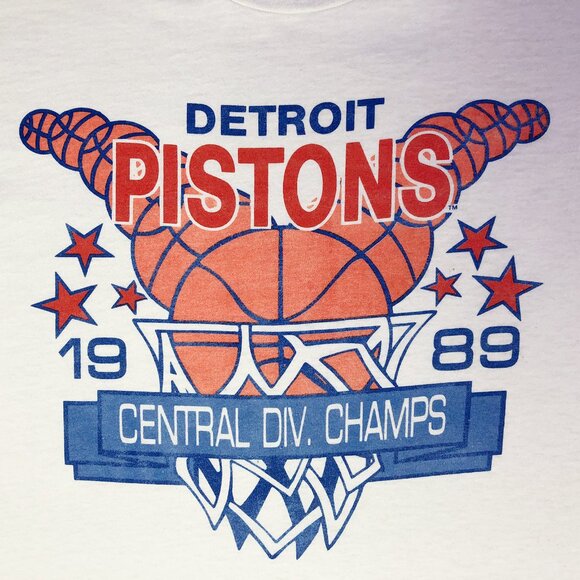 1989 Detroit Pistons Central Division Champions Shirt XL Vintage Single Stitch - Picture 4 of 6